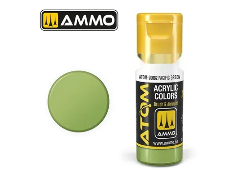 Lahvička akrylové barvy AMMO Mig ATOM Color ATOM-20082 pacifická zelená 20 ml