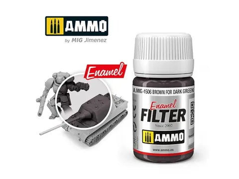 Lahvička AMMO Mig A.MIG-1506 Enamel Filter hnědý pro tmavě zelenou, 35 ml