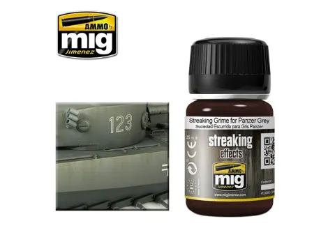 Lahvička enamelového efektu AMMO Mig A.MIG-1202 Streaking Grime for Panzer Grey 35 ml