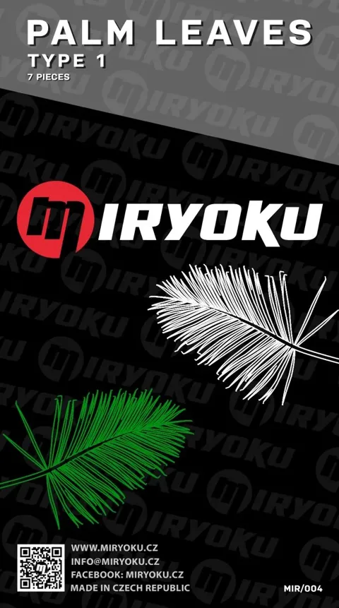 Miryoku MIR-004 palmové listy TYPE 1 vyřezané z transparentní fólie, měřítko 1/35