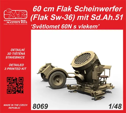 Resinová sada CMK 8069 1/48 — německý světlomet Flak Sw-36 60 cm s vozíkem Sd.Ah.51