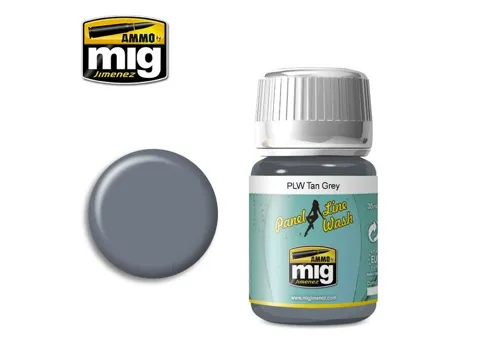 Lahvička enamelového washe AMMO Mig A.MIG-1610 PLW Panel Line Wash Tan Grey 35 ml