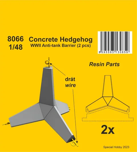 Resinová sada CMK 8066 betonový ježek 1/48, dva protitankové zátarasy