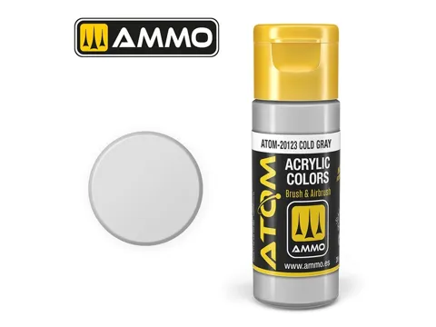 Lahvička akrylové barvy AMMO Mig ATOM COLOR ATOM-20123 studená šedá Cold Gray 20 ml