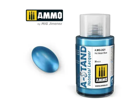Lahvička lakové barvy AMMO Mig A-STAND A.MIG-2421 Hot Metal Blue 30 ml