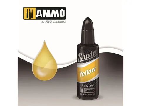 Lahvička akrylového shaderu AMMO Mig A.MIG-0867 SHADER žlutá (Yellow) 10 ml