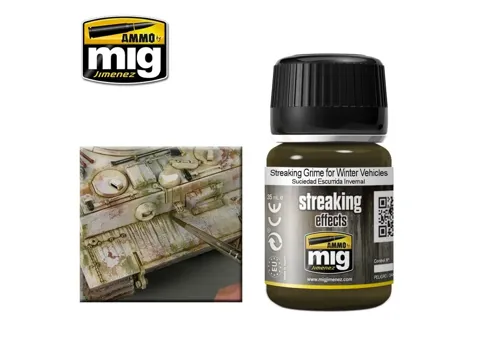 Lahvička enamelového efektu AMMO Mig A.MIG-1205 Streaking Grime for Winter Vehicles 35 ml
