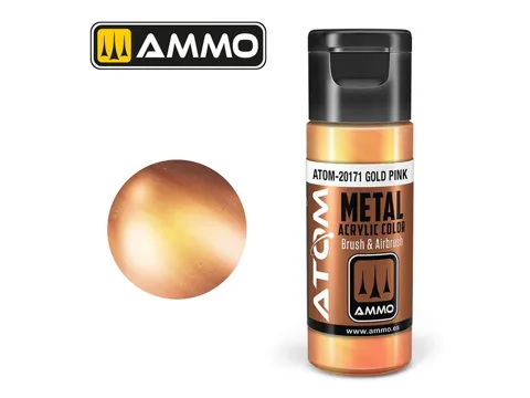 Lahvička akrylové barvy AMMO Mig ATOM METALLIC 20171 růžové zlato Gold Pink 20 ml