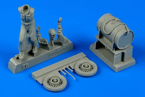 Aires 480112 figurka amerického leteckého mechanika s palivovým vozíkem v měřítku 1/48