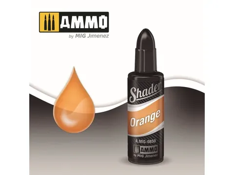 Lahvička AMMO Mig A.MIG-0850 Shader oranžová (Orange) 10 ml, transparentní akrylový shader