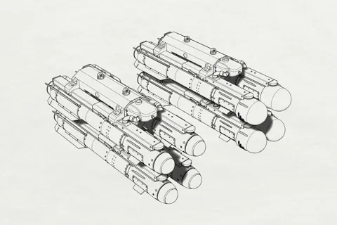 Resinové díly Brengun BRL32037 AGM-114 Hellfire 1/32, osm raket vzduch-země