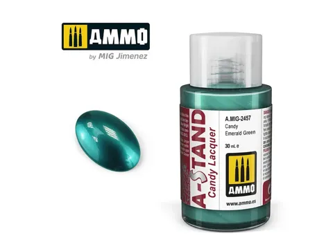 Lahvička lakové barvy AMMO Mig A-STAND A.MIG-2457 candy smaragdová zelená 30 ml