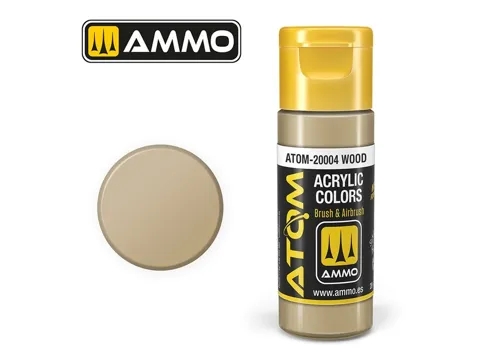 Lahvička akrylové barvy AMMO Mig ATOM COLOR 20004 dřevěná (Wood) 20 ml