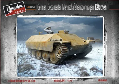 Krabice plastikové stavebnice Thunder Model TM35104 německý obrněný transportér Kätzchen v měřítku 1/35