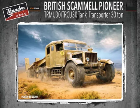 Krabice plastikové stavebnice Thunder Model TM35200 Scammell Pioneer Tank Transporter 30t v měřítku 1/35