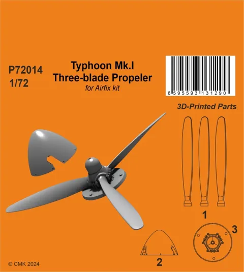 Resinová třílistá vrtule CMK P72014 pro Typhoon Mk.I v měřítku 1/72