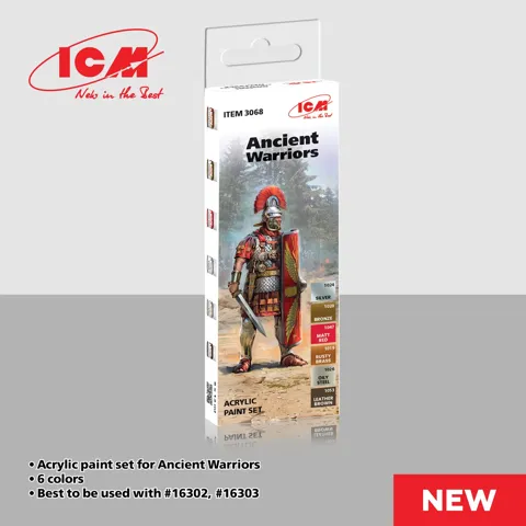 Sada akrylových barev ICM 3068 Ancient Warriors, 6 lahviček po 12 ml