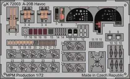 Fotolepty Special Hobby K72003 pro model A-20B Havoc v měřítku 1/72