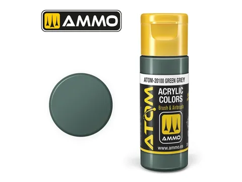 Lahvička akrylové barvy AMMO Mig ATOM COLOR 20100 zelenošedá Green Grey, 20 ml
