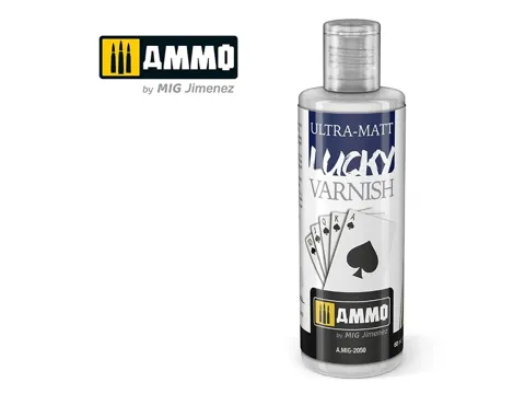 Lahvička akrylového laku AMMO Mig A.MIG-2050 Lucky Varnish Ultra-Matt 60 ml