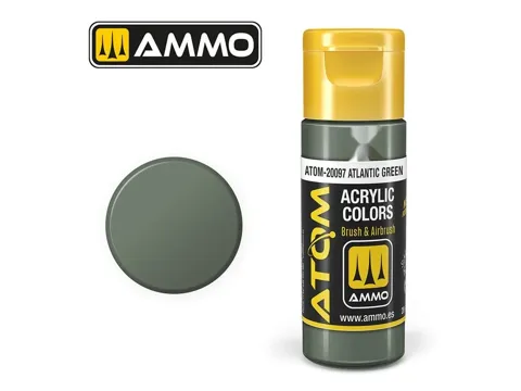 Lahvička akrylové barvy AMMO Mig ATOM COLOR ATOM-20097 atlantická zelená 20 ml