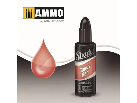 Lahvička AMMO Mig SHADER Candy Red 10 ml, transparentní matný akrylový shader