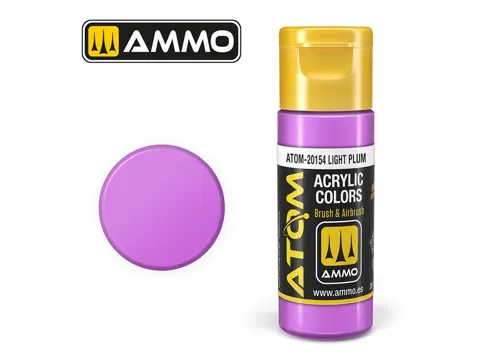 Lahvička akrylové barvy AMMO Mig ATOM Color 20154 světle švestková Light Plum 20 ml