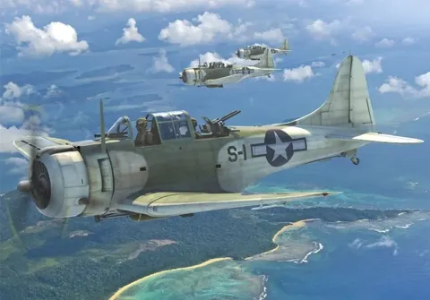 Krabice stavebnice Brengun BRP144018 SBD-5 Dauntless Atlantic theatre v měřítku 1/144