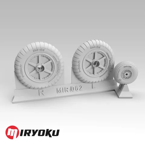 3D tištěná kola Miryoku MIR-062 pro Bf 109 E/F/G-2 raná verze v měřítku 1/48 s maskami
