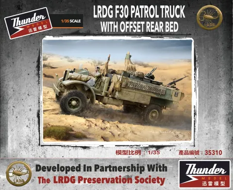 Krabice stavebnice Thunder Model TM35310 LRDG F30 Patrol Truck v měřítku 1/35
