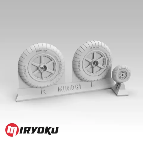 3D tištěná kola Miryoku MIR-061 pro Bf 109 E/F/G-2 raná verze v měřítku 1/48 s maskami disků