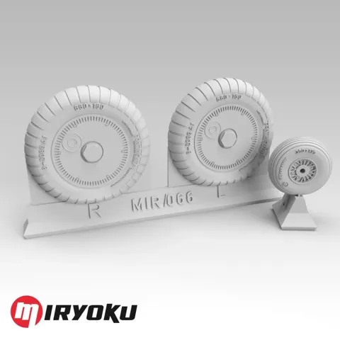 3D tištěná kola Miryoku MIR-066 pro Bf 109 E/F/G-2 v měřítku 1/48 s maskami disků