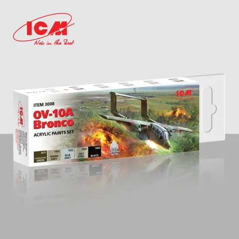 Sada akrylových barev ICM Acrylic 3008 pro OV-10A Bronco, 6 lahviček po 12 ml