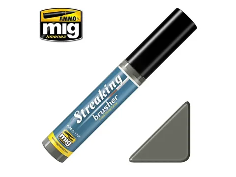 Lahvička AMMO Mig A.MIG-1251 Streakingbrusher chladná špinavá šedá 10 ml s integrovaným štětcem