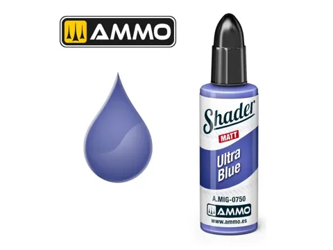 Lahvička AMMO Mig MATT SHADER A.MIG-0750 ultra modrá, akrylový shader 10 ml