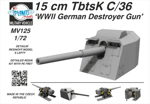Resinový model CMK MV125 15 cm TbtsK C/36 německé lodní dělo v měřítku 1/72