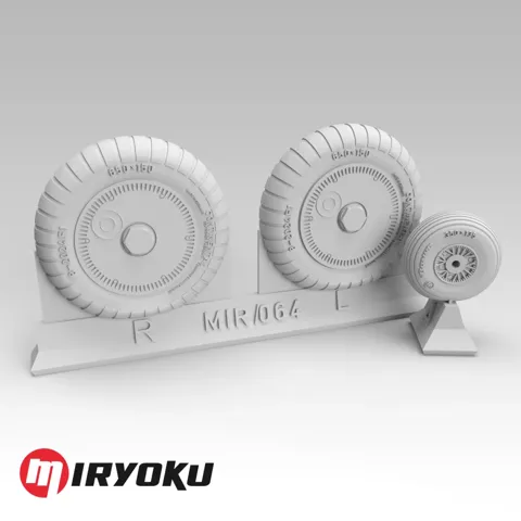 3D tištěná kola Miryoku MIR-064 pro Bf 109 E/F/G-2 v měřítku 1/48 s maskami na disky
