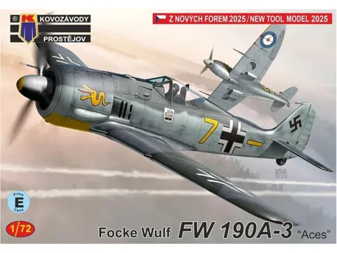 Krabice stavebnice Kovozávody Prostějov KPM0491 Focke-Wulf Fw 190A-3 „Aces“ v měřítku 1/72