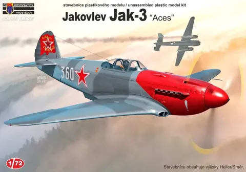 Krabice stavebnice Kovozávody Prostějov Club Line CLK0013 Jakovlev Jak-3 „Aces" v měřítku 1/72