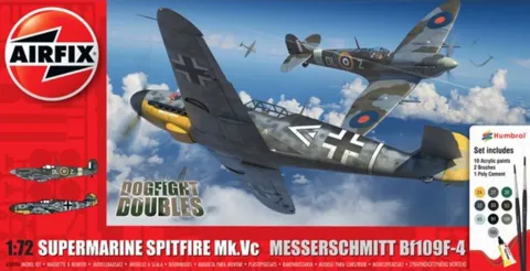 Krabice dárkové sady Airfix A50194 Dogfight Double 1/72 se stavebnicemi Spitfire Mk.Vc a Bf-109F-4