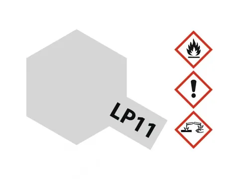 Skleněná lahvička lakové barvy Tamiya LP-11 Silver 10 ml, kód 82111