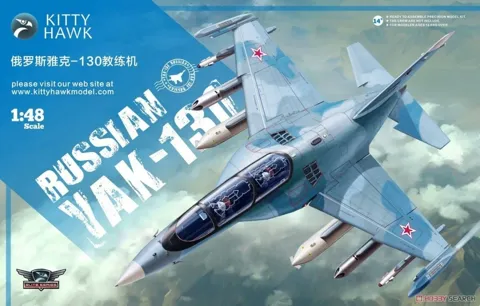 Krabice plastikové stavebnice Kitty Hawk Yak-130 v měřítku 1/48, kód KH80157
