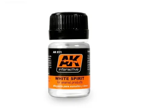 Lahvička ředidla AK Interactive AK011 White Spirit 35 ml pro enamely a olejové barvy