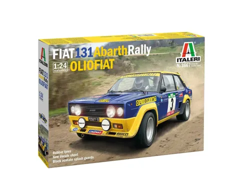 Krabice plastikové stavebnice Italeri 3667 FIAT 131 Abarth Rally OLIO FIAT v měřítku 1/24