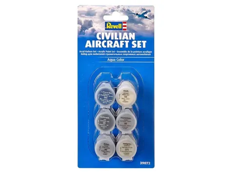 Sada akrylových barev Revell Aqua Color 39072 pro civilní letadla, 6 kelímků po 5 ml