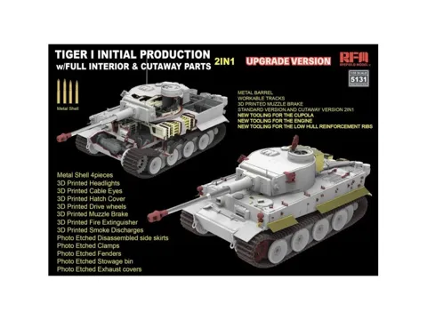 Stavebnice Rye Field Model RM-5131 Tiger I Initial Production 1/35 s kompletním interiérem