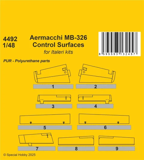 Resinová sada CMK 4492 Aermacchi MB-326 ovládací plochy v měřítku 1/48