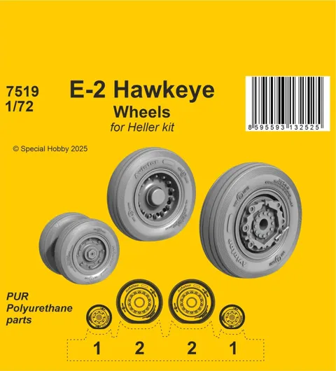 Resinová kola CMK 7519 pro E-2 Hawkeye v měřítku 1/72, stavebnice Heller