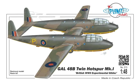Resinová stavebnice CMK PLT213 GAL 48B Twin Hotspur Mk.I v měřítku 1/48, britský dvoutrupý kluzák