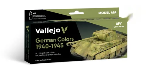 Sada akrylových barev Vallejo Model Air 71206 German WWII Colors 1940–1945, 8 lahviček